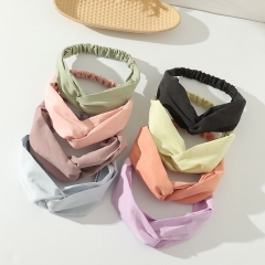Korean Summer  Candy Color Satin Elastic Cross Hairband Manufacturer