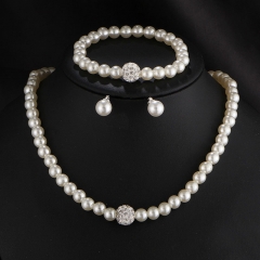 Bride With Diamonds Artificial Pearl Necklace Earrings Bracelet Distributor