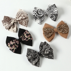 Korean Headdress Handmade Big Bow Korean Version Floral Fabric Manufacturer