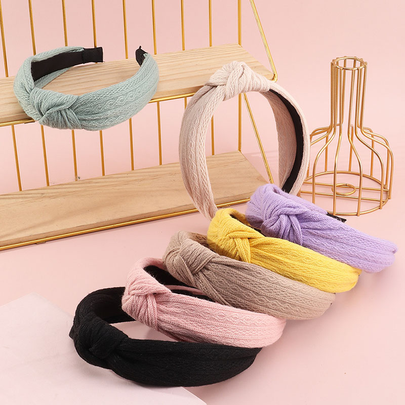 Winter Headwear Fabric Knitted Hairband With Cross Hairpin Manufacturer