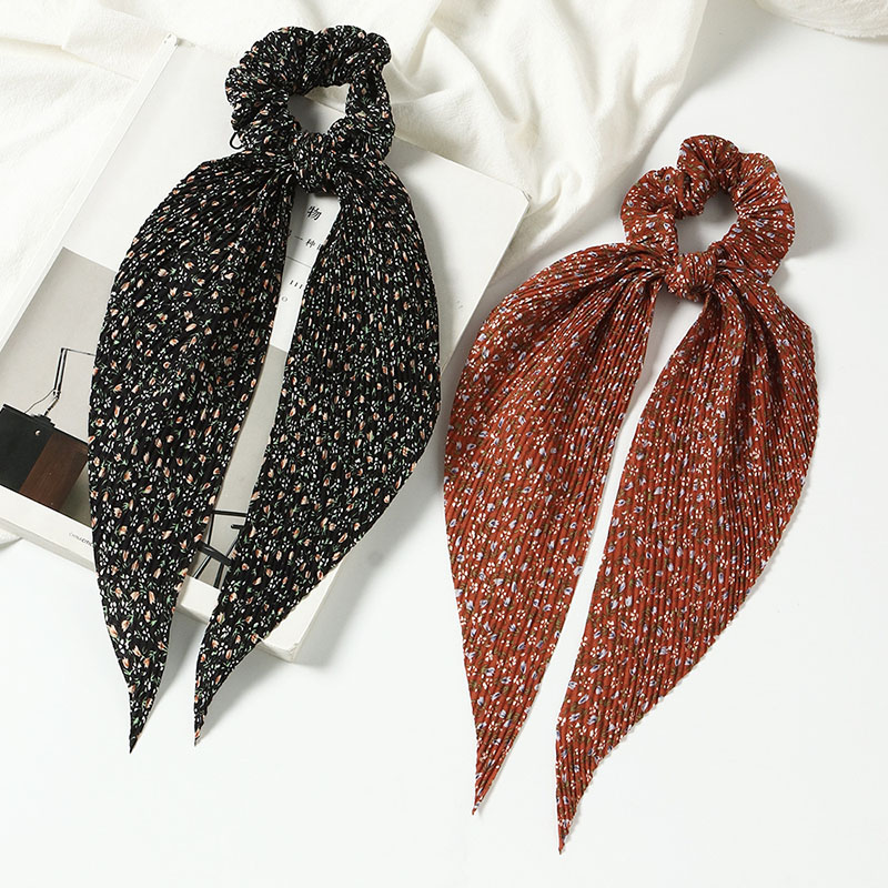 Supply Three-color Hair Scarves Light And Elegant Floral Pleated Streamers Manufacturer