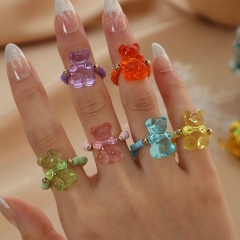 Jelly Resin Bear Ring Adjustable Rice Bead Ring Manufacturer