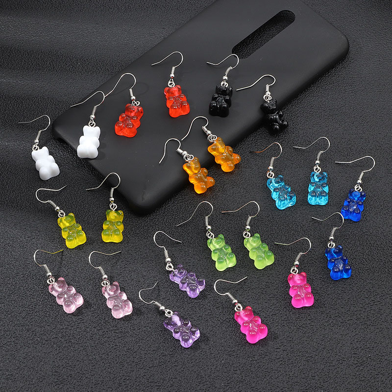 Earrings Creative Personality Jelly Colorful Bear Manufacturer
