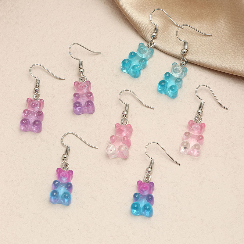 Cute Cartoon Transparent Jelly Gradient Bear Earrings Manufacturer