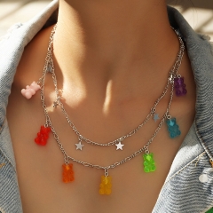 Bungee Transparent Jelly Color Bear Necklace Necklace Manufacturer