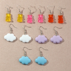 Fashion Cute Sweet Resin Color Bear Cloud Earrings Manufacturer