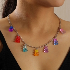 Trendy Necklace Gradient Bear Necklace Jumping Accessories Manufacturer