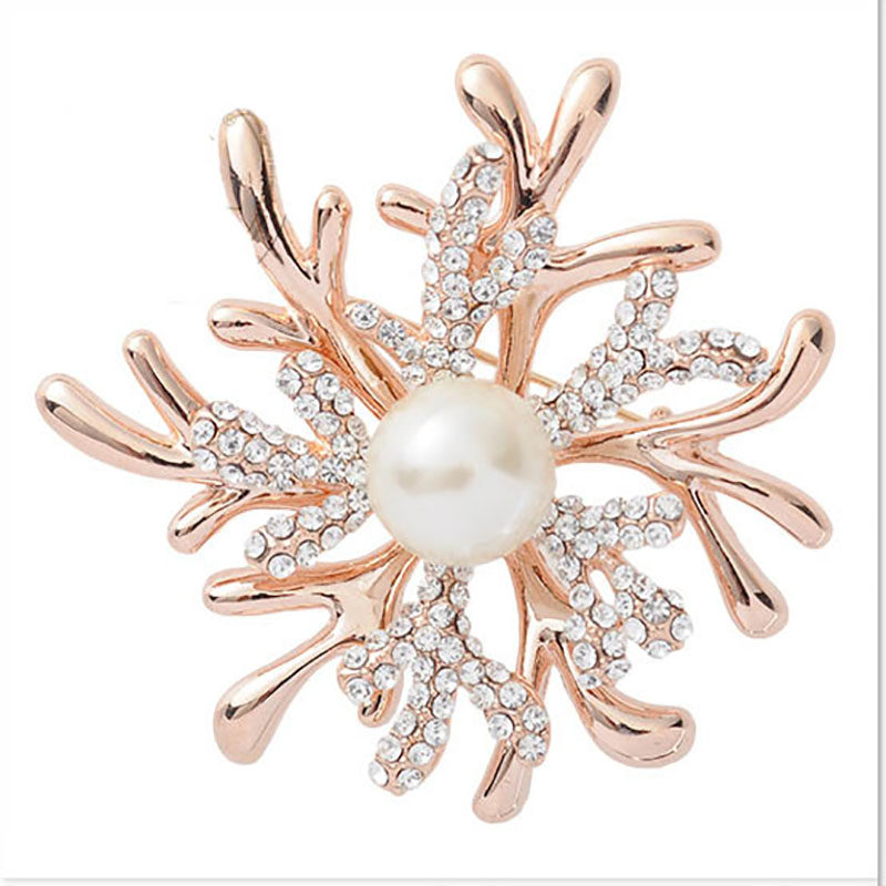 Wholesale Pearl Rhinestone Silk Scarf Buckle Brooch Fashion Trendy Elegant