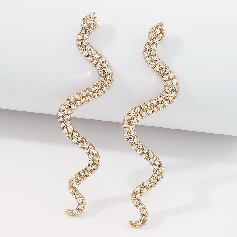 Wholesale Simple Imitation Diamond Geometric Snake Retro Trend Earrings
