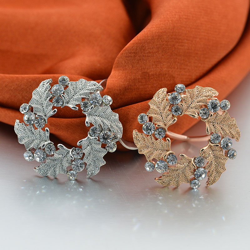 Wholesale Korean Three-dimensional Leaf Rhinestone Brooch Vendors