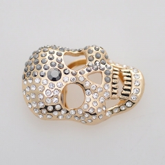 Wholesale Personalized Skull Scarf Buckle Fashion Brooch Full Of Diamond Alloy