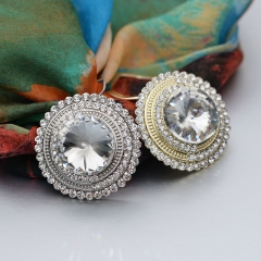 Wholesale Glass Round Rhinestone Simple Silk Scarf Buckle Brooch Vendors