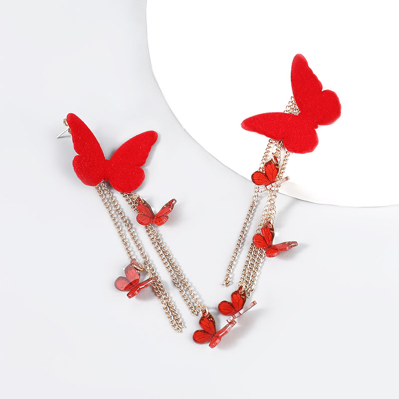 Retro Alloy Resin Velvet Long Butterfly Earrings Trend Distributor