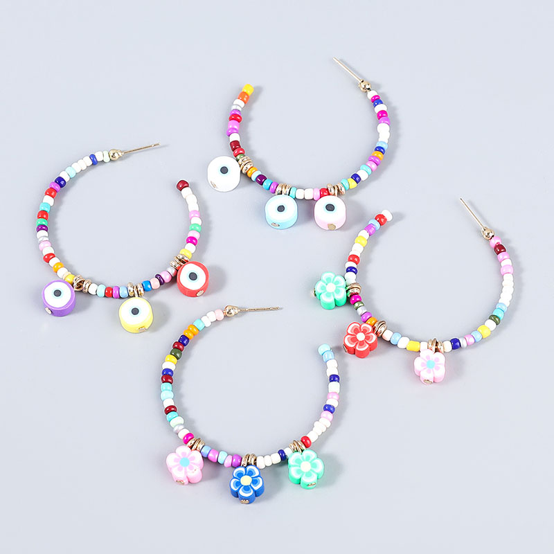 Korean Creative Personality Alloy Resin Floral Eye Earrings Distributor