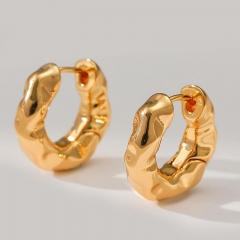 French Matte 18k Real Gold Earrings Irregular Round Distributor