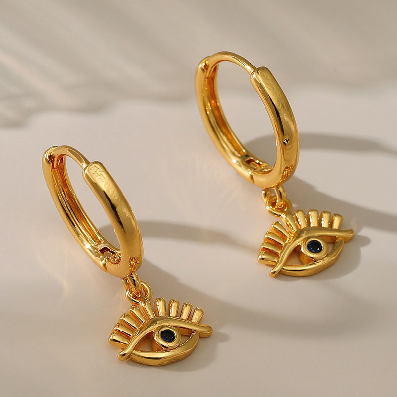 Light Luxury Wind Eyes Gold Eyelashes With Blue Zircon Earrings Distributor