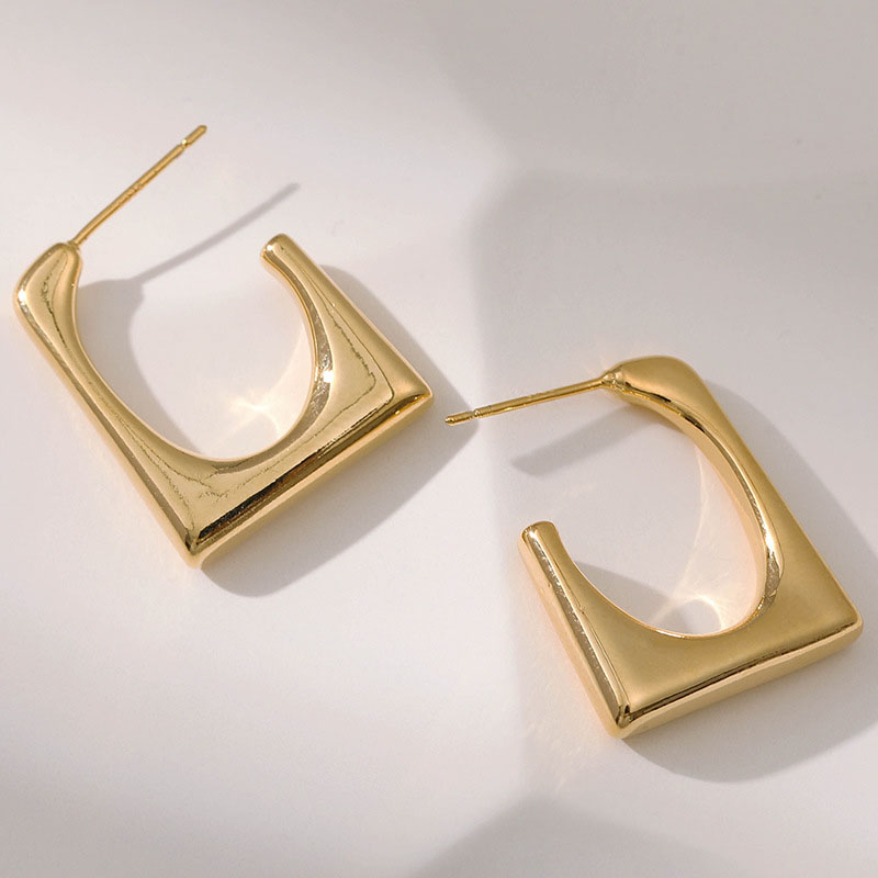 Geometric Square Hollow Metal Sense Earrings Trendy Distributor