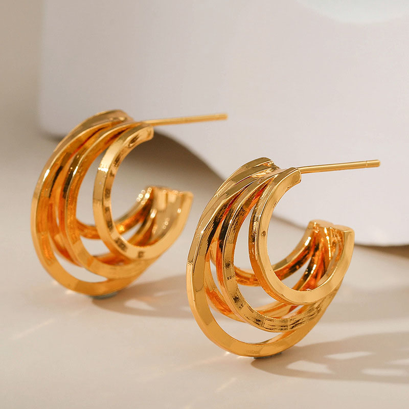 Earrings Geometric Semicircle Earrings French Style Three-dimensional Distributor