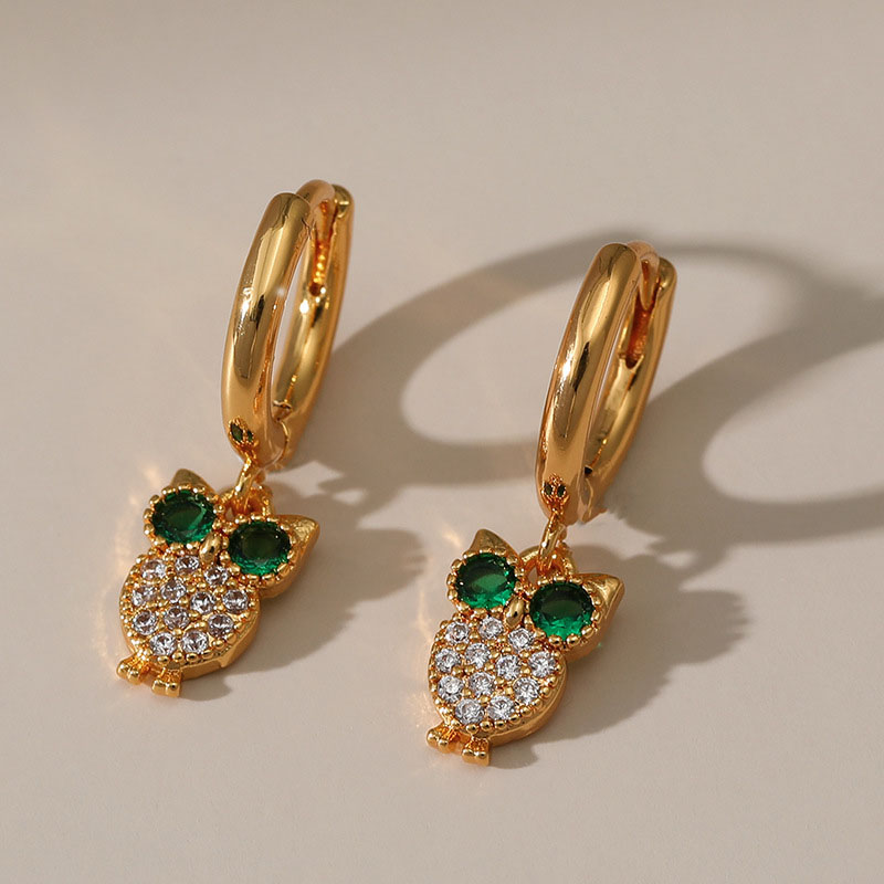 Light Luxury Ins Style Owl With Zirconia Cute Earrings Distributor