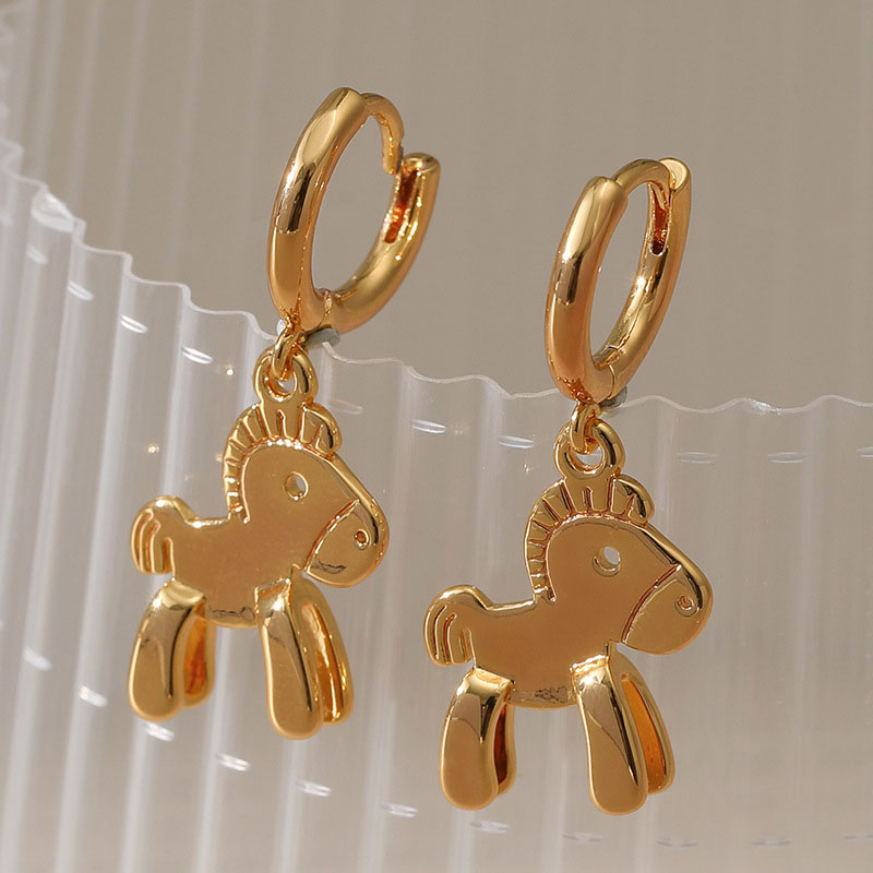 French Glossy Three-dimensional Pony Dangling Sweet Earrings Distributor