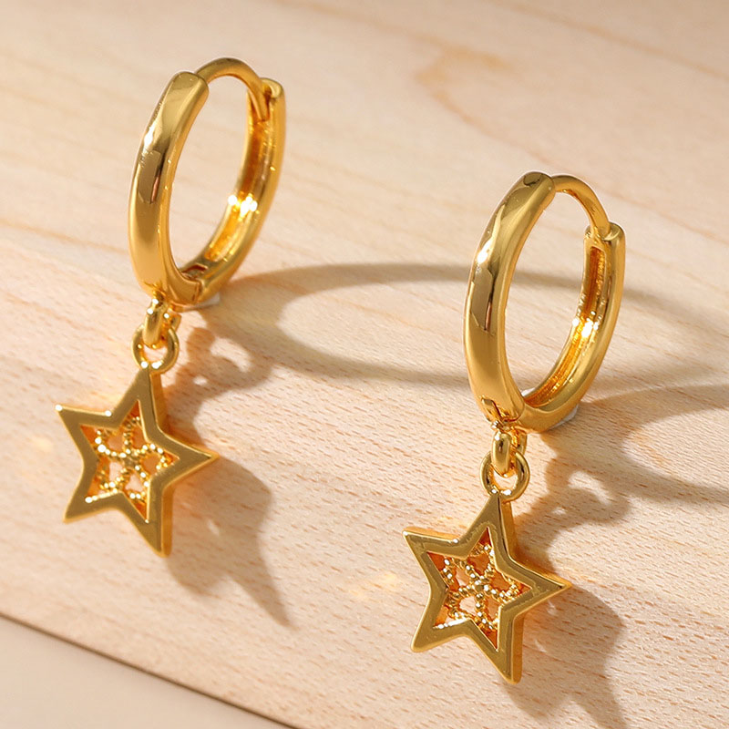 Hollow Pentagram Star Earrings Fashion Distributor