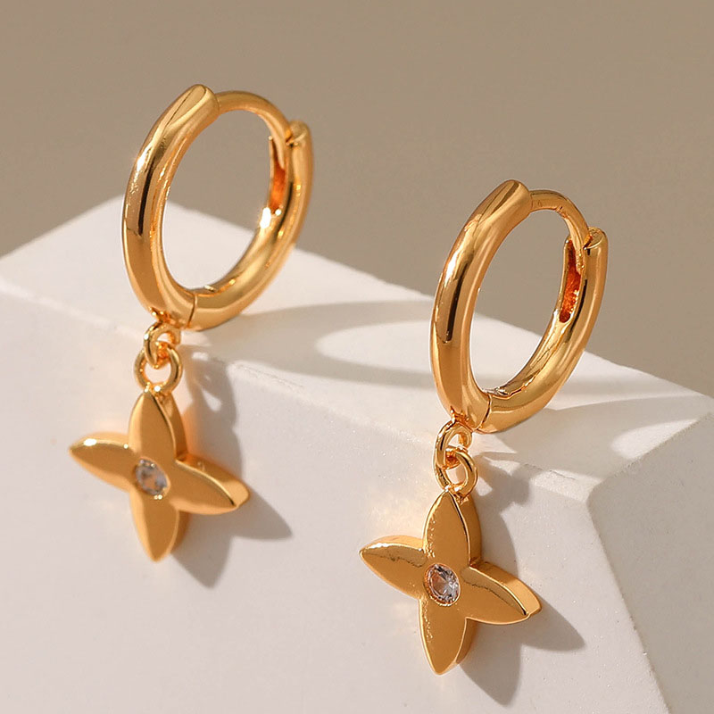 Earrings Cross Zircon Fashion OL Gold Distributor