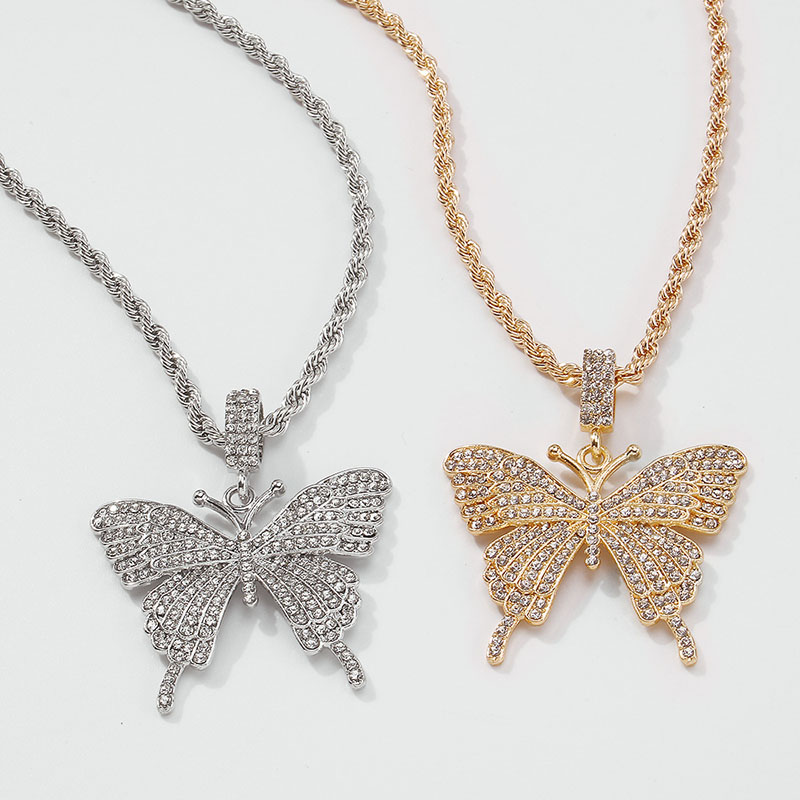 Simple Butterfly Necklace Alloy Imitation Diamond Retro Distributor