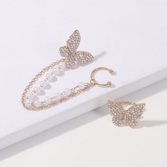 Asymmetric Pearl Butterfly Sweet Earrings Distributor