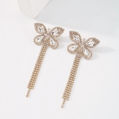Light Luxury Claw Chain Earrings Full Of Diamond Butterfly Tassel Manufacturer