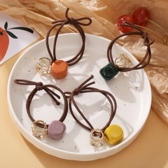 Korean Minimalist Hair Accessories Tie Head Rope Leather Band Crystal Manufacturer