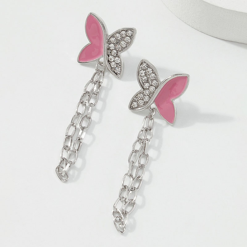 Alloy Drip Oil Chain Butterfly Earrings Personality Tassel Long Manufacturer
