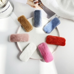 Plush Hair Clips Candy Color Imitation Rabbit Fur Hair Clips Sweet Manufacturer