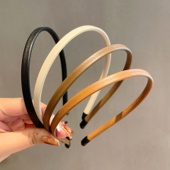 Wholesale Korean Hair Band  Leather Caramel Color Simple