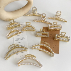 Pearl Hair Clip Korea Ins Large Rhinestone Elegant Grab Clip Manufacturer