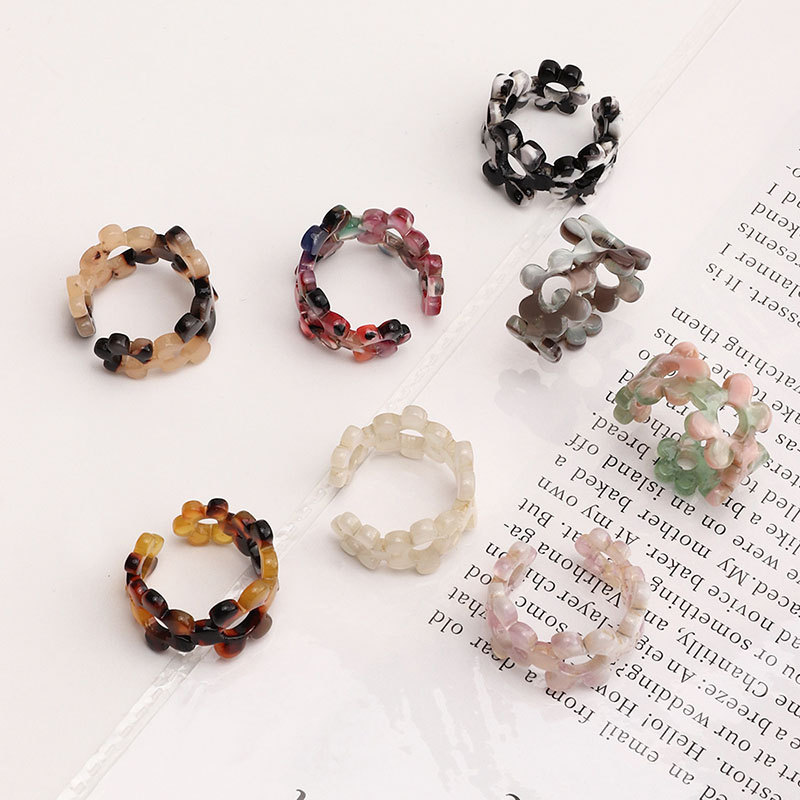 Wholesale Creative Design Sense Three-dimensional Small Flower Ring Gradient Color Resin