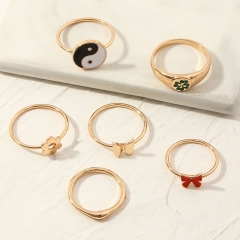 Wholesale Jewelry Ins6 Pieces Combination Small Flower Ring