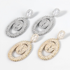 Korean Fashion Personality Alloy With Diamonds Geometric Earrings Supplier