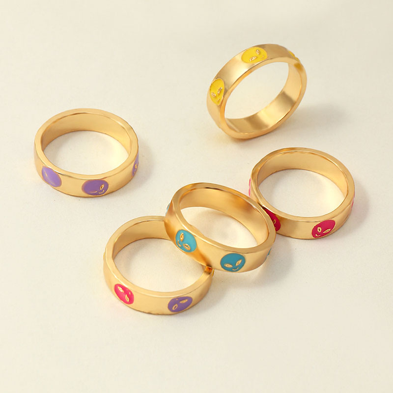 Wholesale Vintage Fashion Alloy Oil Drip Alien Ring