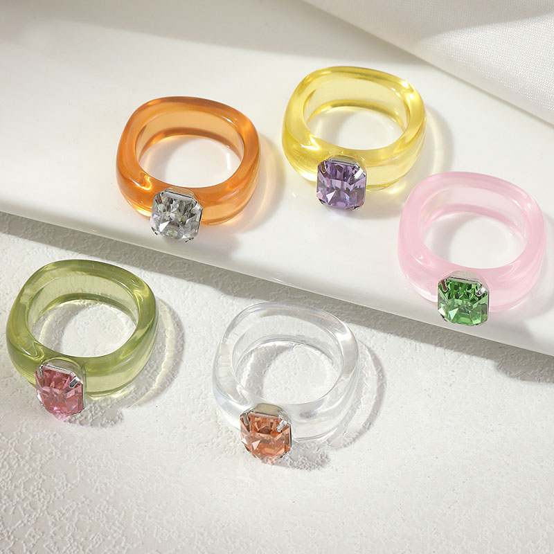 Wholesale Design Candy Color Gemstone Ring Vintage Temperament With Diamonds