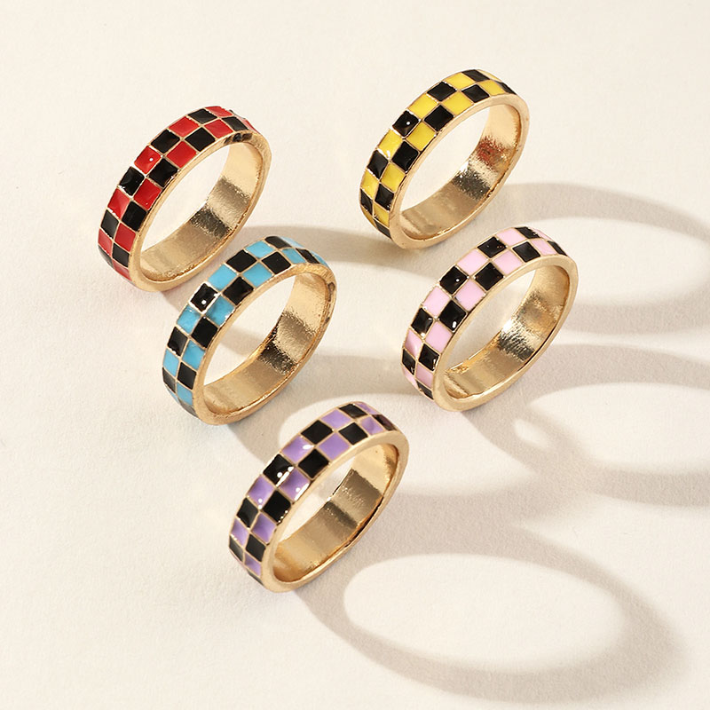 Wholesale Creative Design Sense Geometric Square Oil Drip Ring