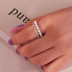 Wholesale Metal Texture Pearl Ring Temperament Ring