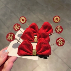 Wholesale Palace Red  Year Bow Hair Clip Festive
