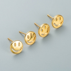 Korean Fashion Ins Copper Gold Plated Zirconia Smiley Face Earrings Supplier