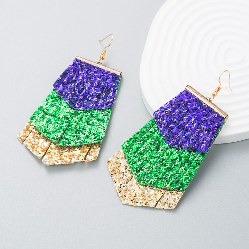 Wholesale Creative Multi-layer Leather Colorful Leaf Modeling Earrings Vendors
