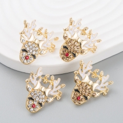 Wholesale Fashion Personality Exaggerated Oil Dripping Antlers Alloy With Diamonds Elk Earrings Vendors