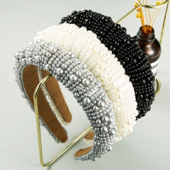 Fashion Wide Side Hair Bands Full Of Pearls Super Flash Hair Accessories Supplier