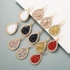 Ins Exaggerated Super Flash Sequins Leather Earrings Alloy Vintage Bohemian Supplier
