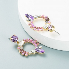 S925 Silver Pin Fashion Colorful Diamond Series Hollow Flower Earrings Alloy Supplier