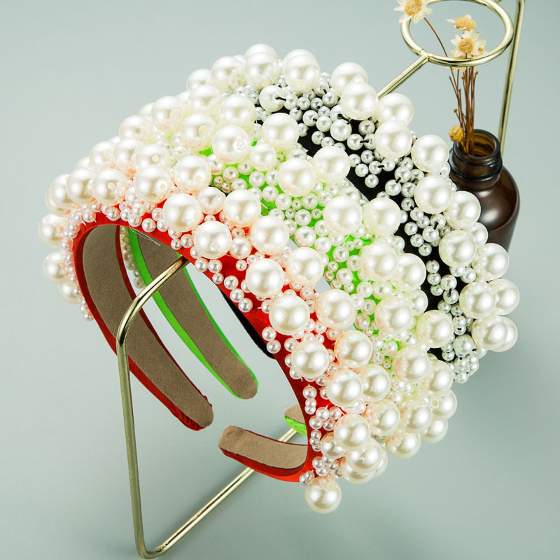 Spring  Fashion Personality Size Pearl Interlocking Handmade Fabric Hair Bands Supplier