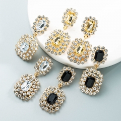 Ins  Square Glass Diamond Full Diamond Earrings Fashion Geometric Earrings Supplier
